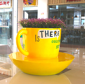 玻璃鋼圓形咖啡杯子花盆坐凳