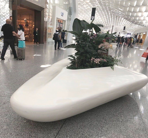 美陳玻璃鋼機場花盆座椅