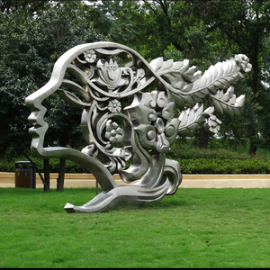 户外公园人头抽象不锈钢雕塑