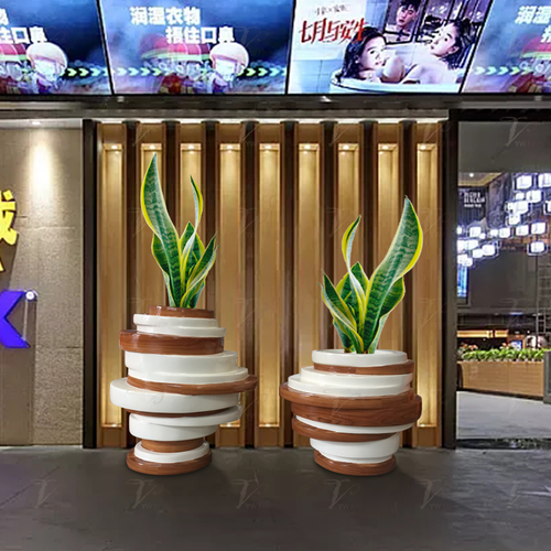 開業美陳玻璃鋼花盆組合 商場室內裝飾插花玻璃鋼花盆